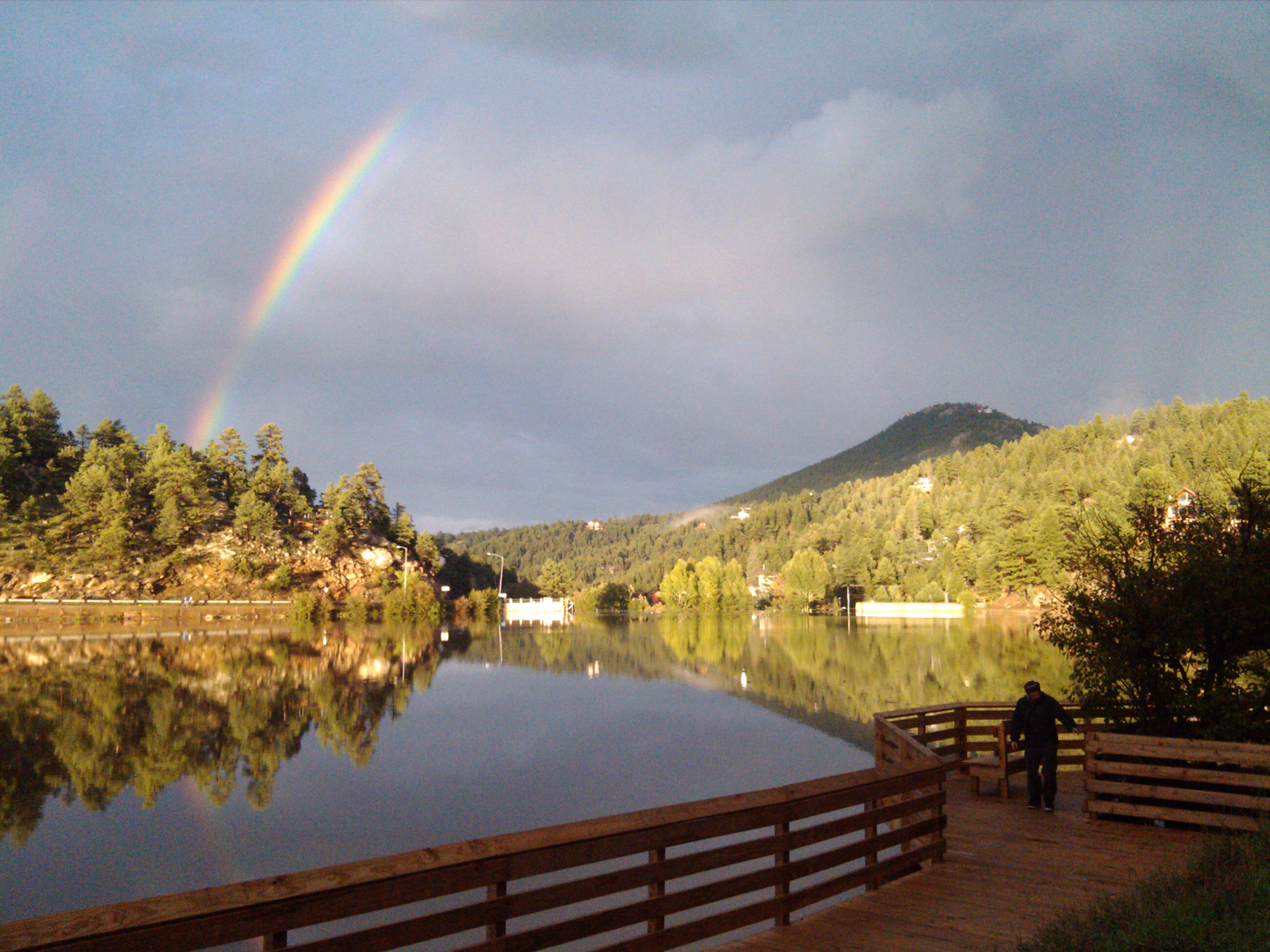 Picture of Evergreen Lake with a Rainbow overhead