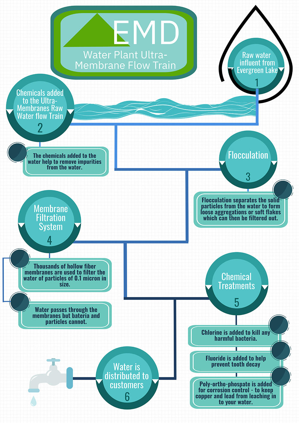 Infographic of Water Plant Flow Train
